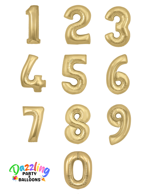 34” Number Balloon Gold Silk