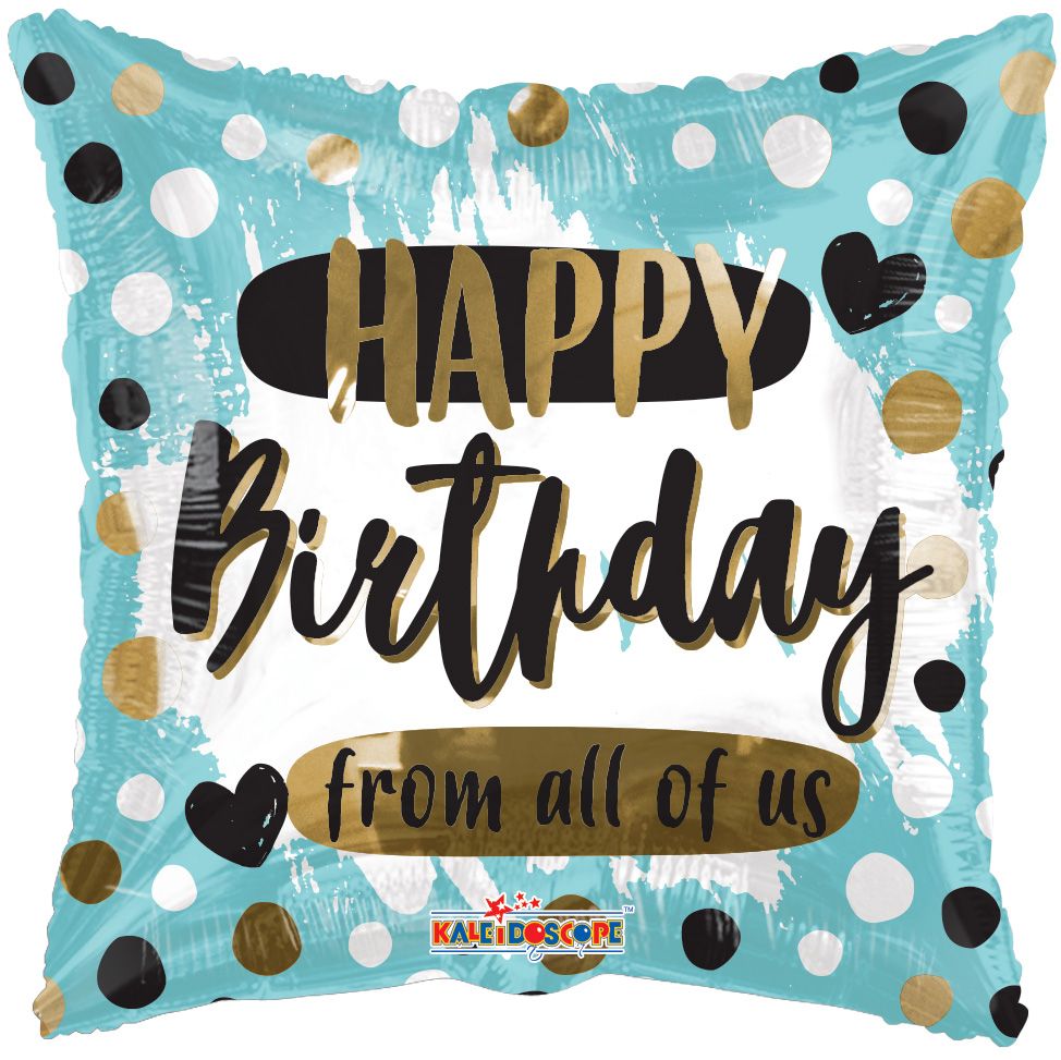 Happy Birthday From All Of Us Foil Balloon - 18" Round Mylar Balloon for Group Celebrations