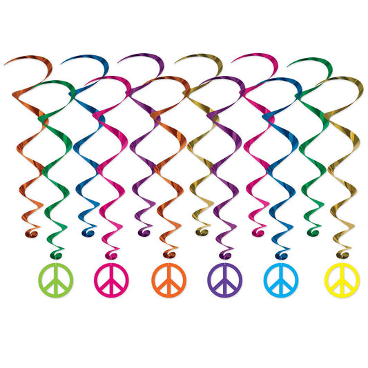 Metallic Peace Signs Hanging Decorations