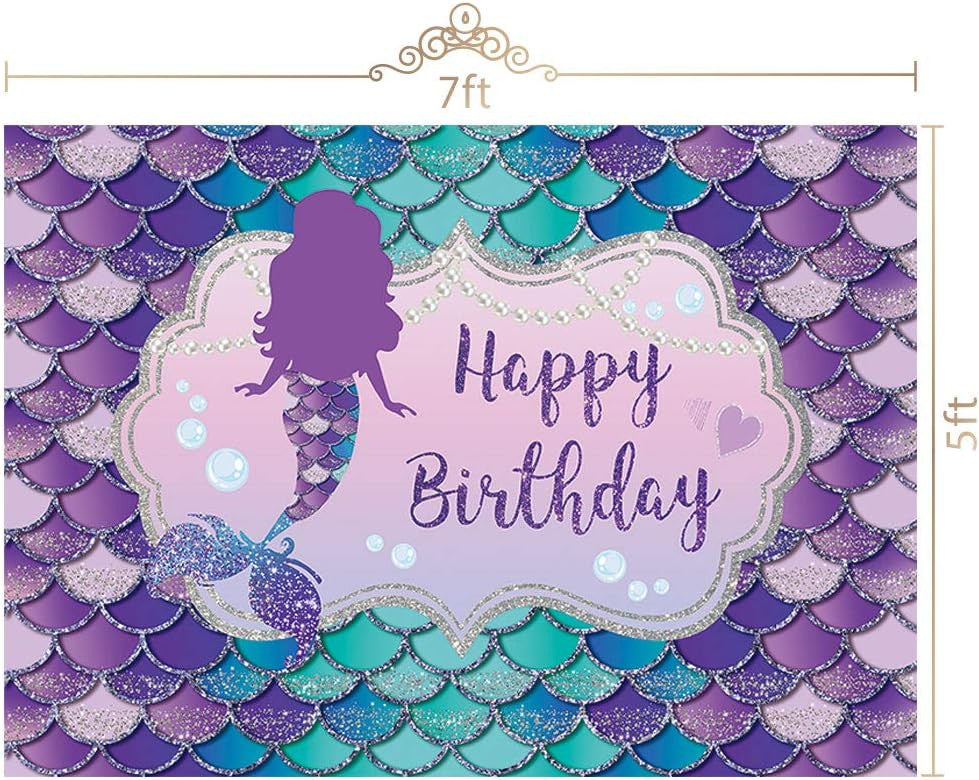 Happy Birthday Mermaid Backdrop