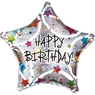 Happy Birthday Star Shaped Holographic