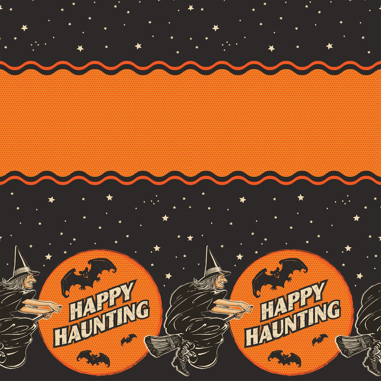 Plastic Vintage Halloween Happy Haunting Party Table Cover Tablecloth 54" x 108"