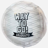 Way To Go! Grad Balloons White School Colors