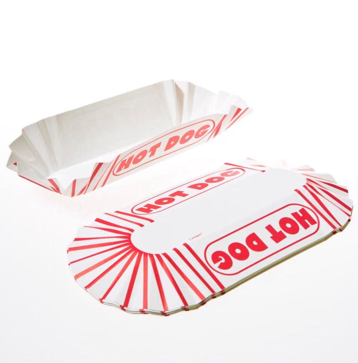 Red & White Striped Paper Hot Dog Tray 8 Pack