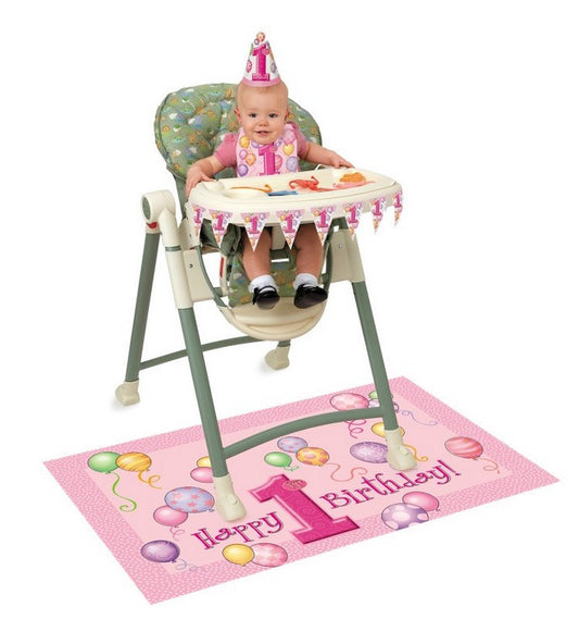 Happy 1st Birthday Bright Pink Balloon Print High Chair Decorating Kit