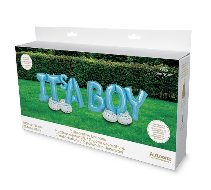 "It's A Boy" Decoration Phrase Deluxe Airloonz 100" Foil Balloon Decor