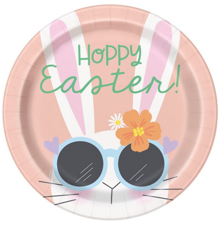 Cool Bunny "Hoppy Easter!" Round 9" Dinner Plates 8/CT