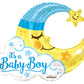 It's A Baby Boy Moon Shaped 36" Foil Balloon
