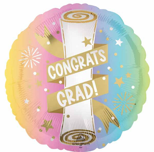Pastel Grad Party 18" Round Foil Balloon