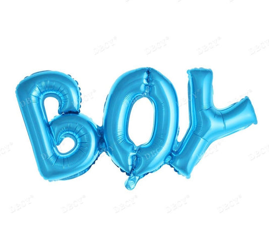 Blue Air-Filled 42" Boy Word Script Mylar Foil Balloon Decor