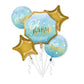 Anagram Oh Baby! 5 Foil Balloons Bouquet Baby Boy Blue & Gold Gender Reveal Party Decor