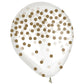 Pack Of 6 Confetti Printed Latex Balloons Gold