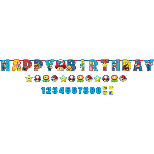 Super Mario Brothers Customizable Jumbo Birthday Pennant Banner Kit