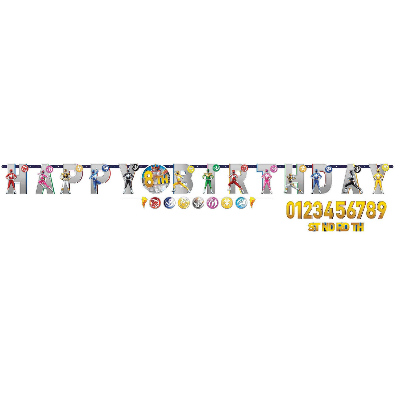Power Rangers Customizable Jumbo Birthday Pennant Banner Kit