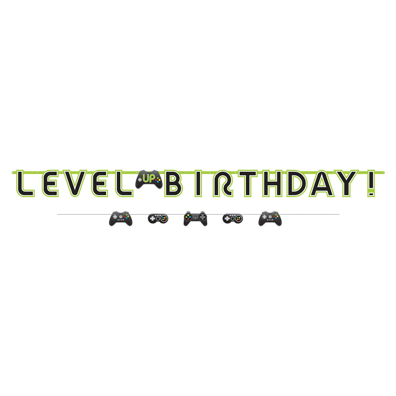 Level Up Video Gaming Jumbo Birthday Pennant Banner Kit