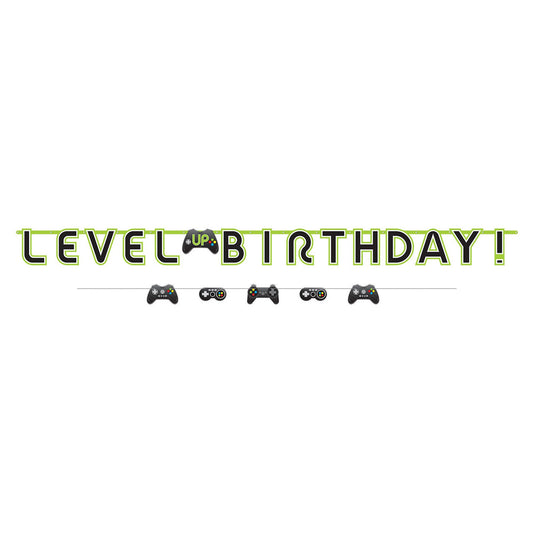 Level Up Video Gaming Jumbo Birthday Pennant Banner Kit