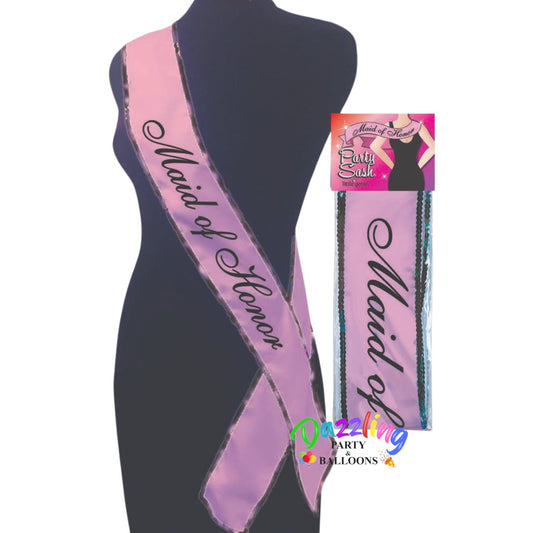 Maid Of Honor Pink & Black Party Sash