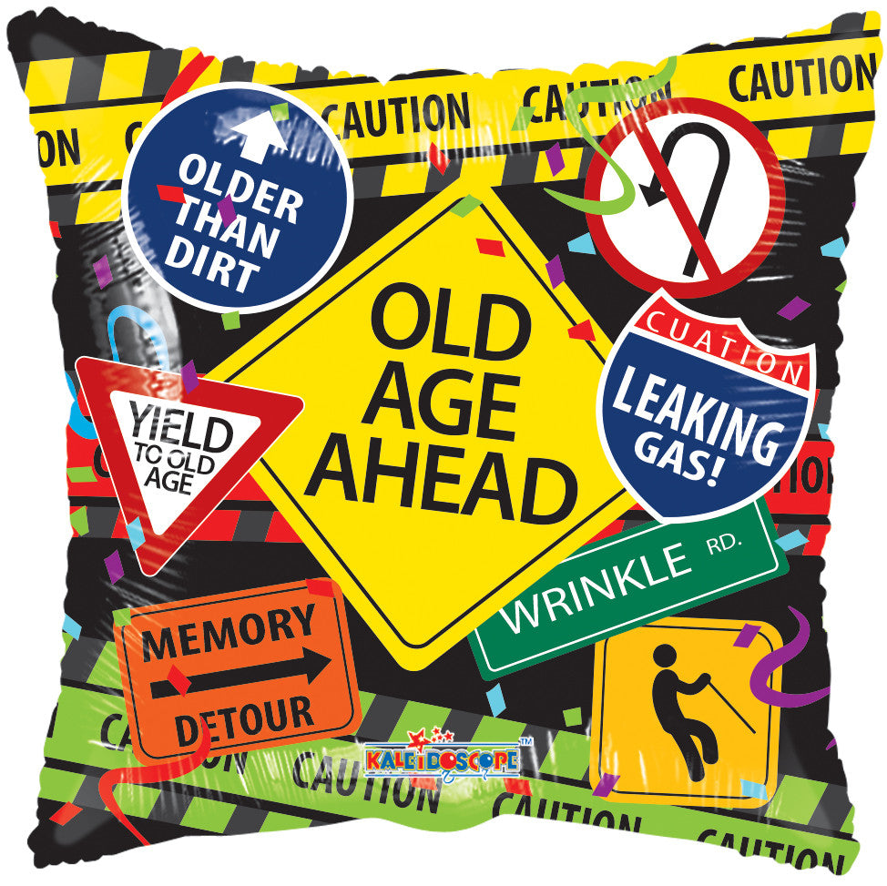 old age warning signs over the hill foil balloon