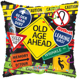 old age warning signs over the hill foil balloon