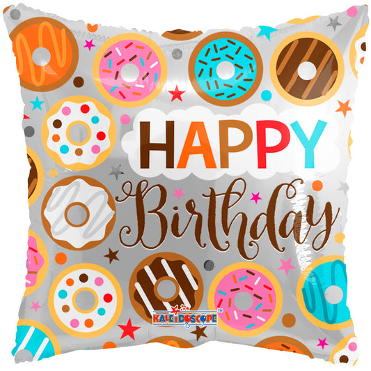 Happy Birthday Donuts Square Shape Foil Balloon