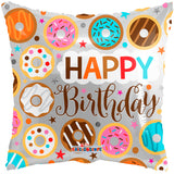Happy Birthday Donuts Square Shape Foil Balloon