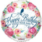 Happy Birthday Enjoy Your Day! Watercolored Flowers 18" Balloon