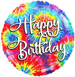 Tie Dye Swirly Holographic Foil Birthday Balloon