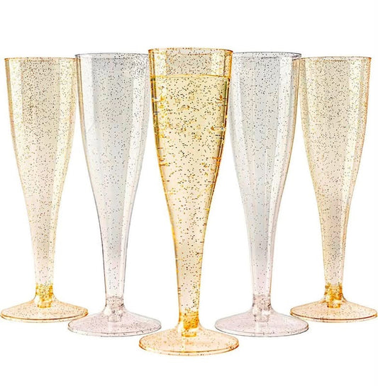 Plastic Champagne Flutes Gold & Silver 119 Pieces