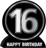 Charming 3-D 16th Birthday Centerpiece Silver Black - 1 Pack