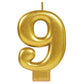 Gold Metallic Numeral Birthday Party Cake Candle #9 Number Nine