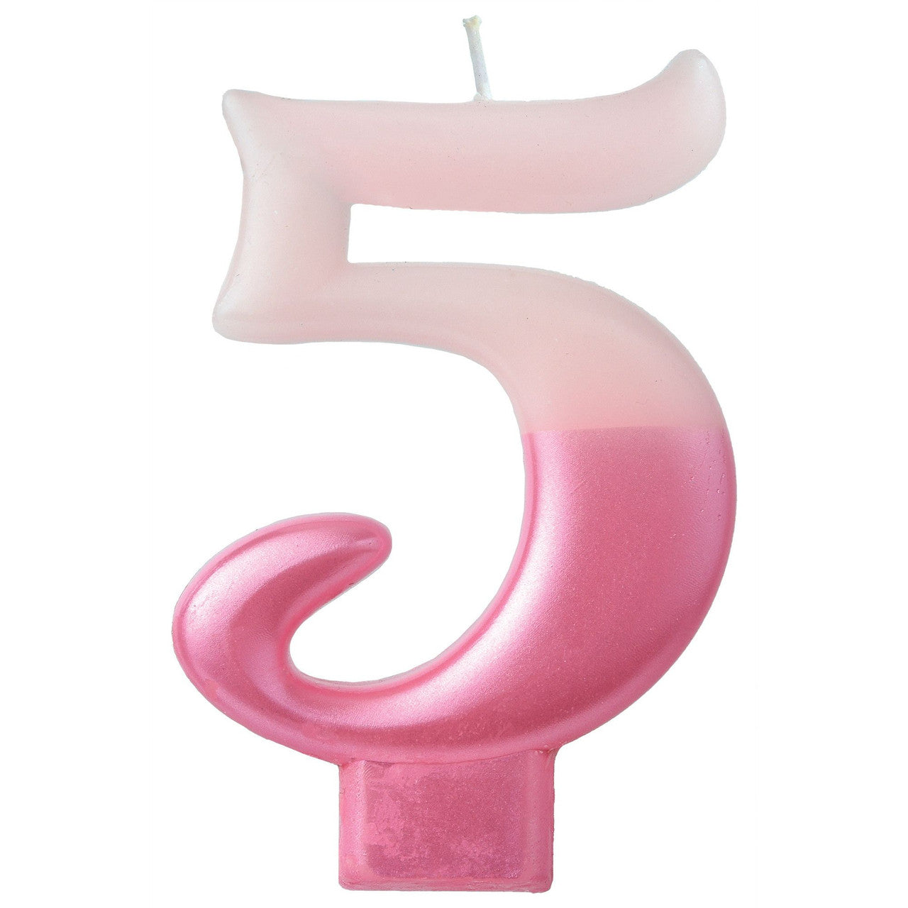 Pink Metallic Numeral Birthday Party Cake Candle #5 Number Five