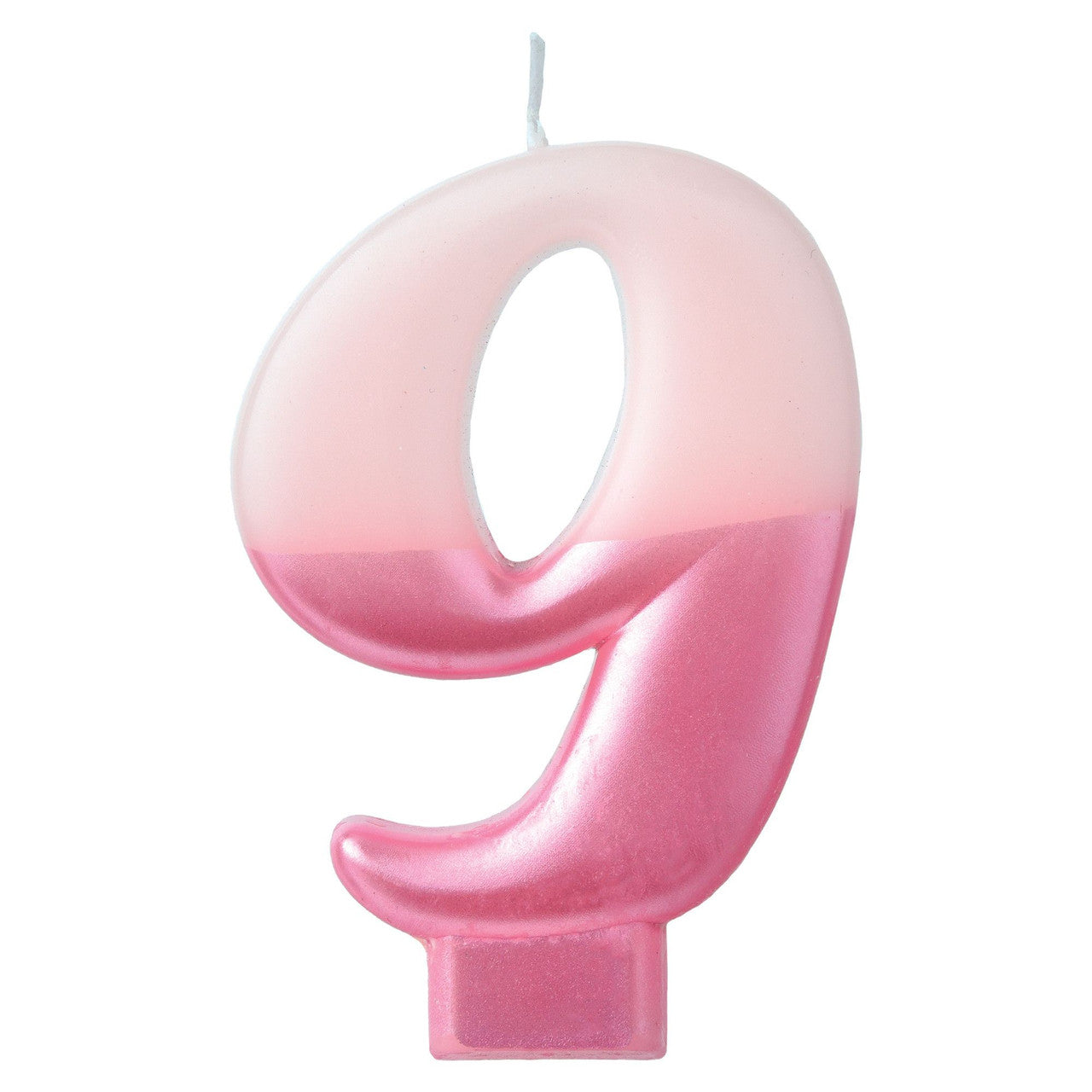 Pink Metallic Numeral Birthday Party Cake Candle #9 Number Nine