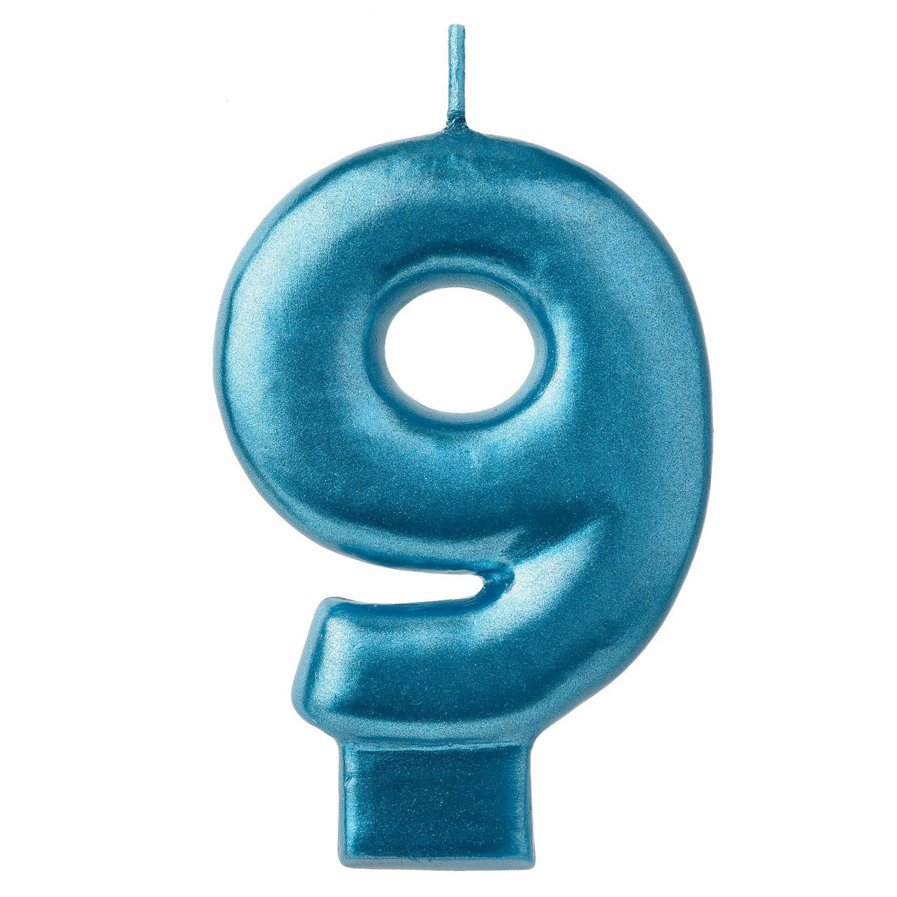 Blue Metallic Numeral Birthday Party Cake Candle #9 Number Nine