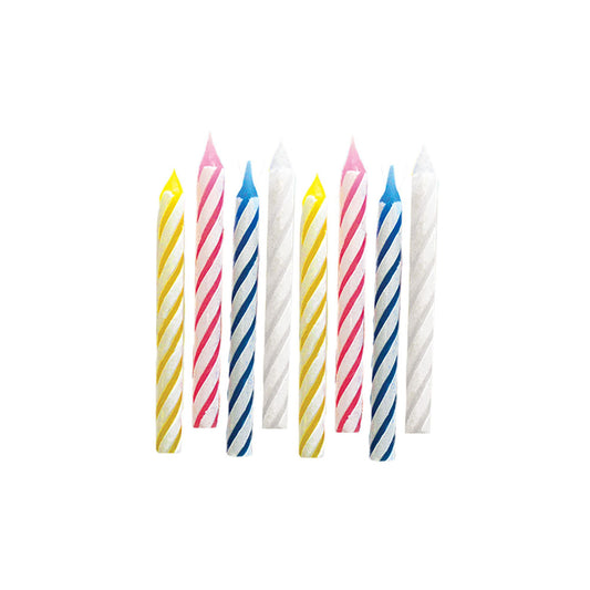 Assorted Colors Candy Stripe Classic Spiral Birthday Cake Party Candles