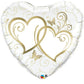 36" Hearts Entwined Gold Heart Shaped Balloon