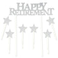 Happy Retirement Silver Glitter Cake Topper 7 PCS