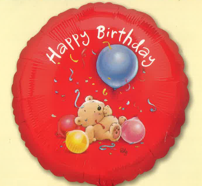 18" Happy Birthday Roly Bear Foil Balloon