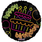 Happy Birthday UV Reactive Non-Foil Balloon