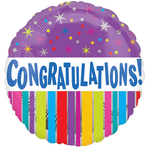 Congratulations Stars & Stripes Purple Foil Balloon