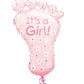 Anagram 32" It's A Girl Baby Foot Print Shape Decorative Foil Balloon Party Decor