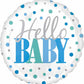 Hello Baby Boy Blue Dots 18" Round Foil Balloon