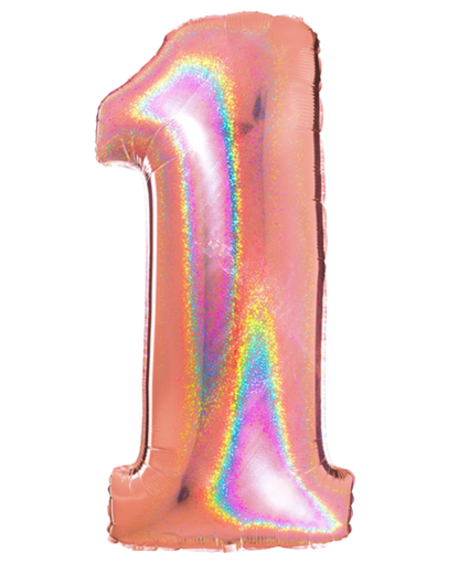 40" Number Rose Gold Glitter Holographic Balloon