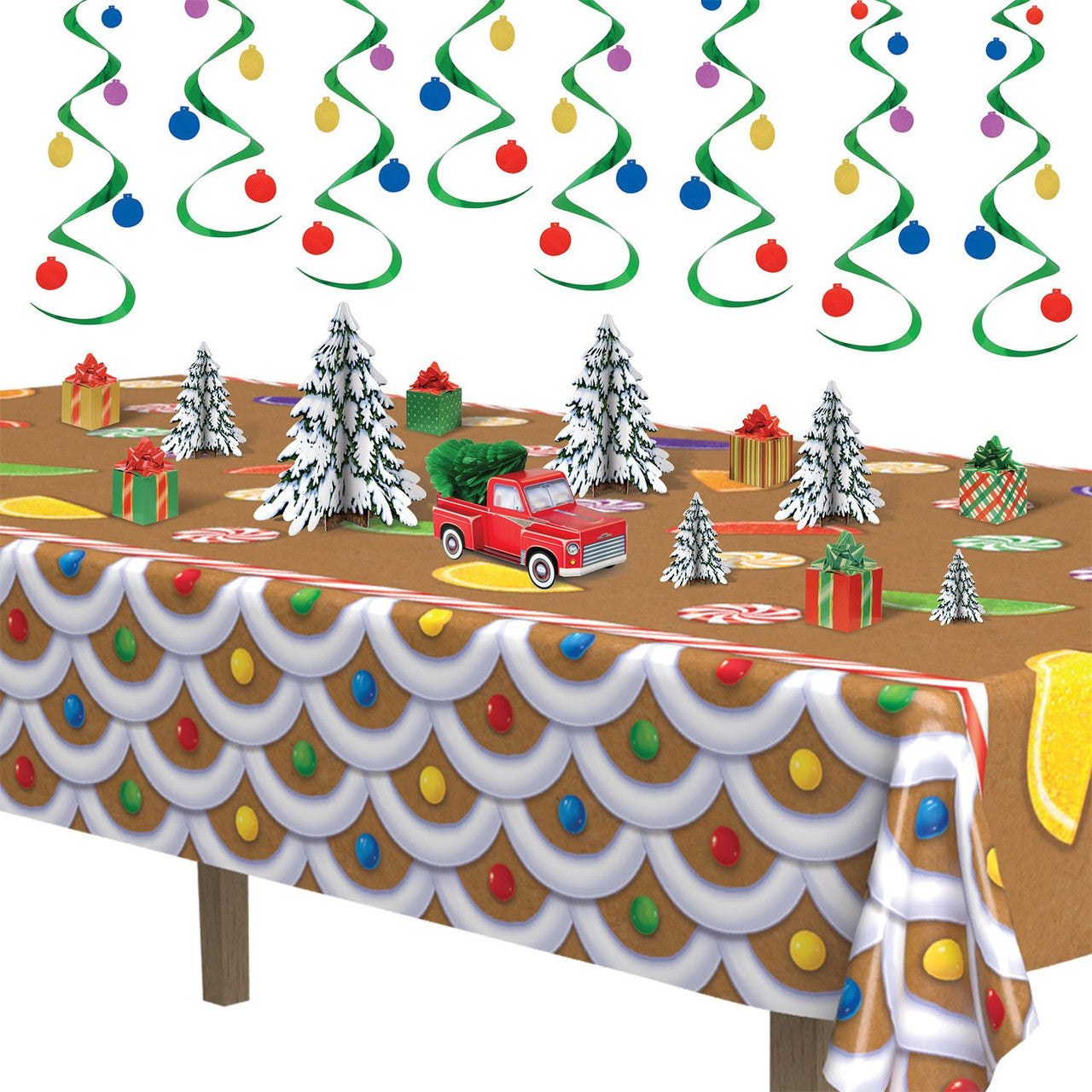 Gingerbread House Christmas Holiday Party Table Cover Tablecloth 54" x 108"