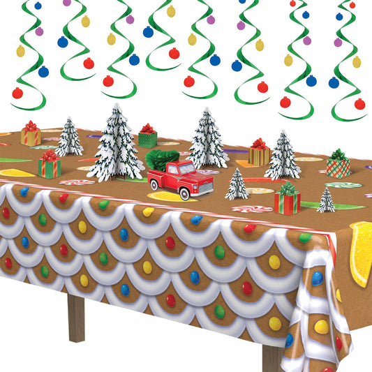 Gingerbread House Christmas Holiday Party Table Cover Tablecloth 54" x 108"