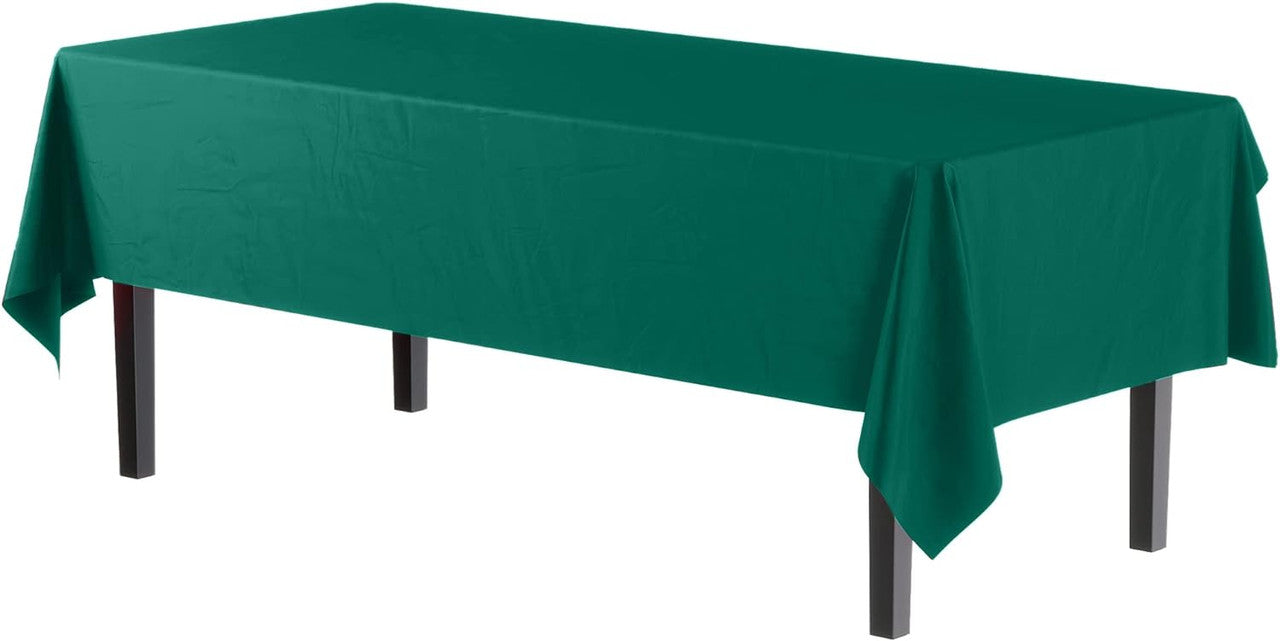 54" x 108" Plastic Table Cover - Dark Green