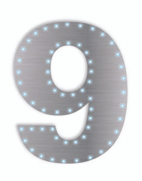 Silver Number 9 Lights-up