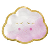 Oh Baby Girl Cute Cloud 6 1/2" Metallic Shaped Plates 8/CT