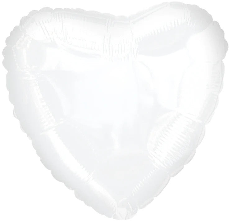 18" Heart Shaped White Foil Balloon
