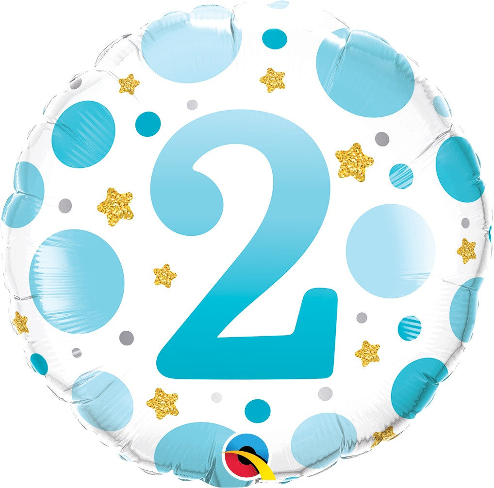2nd Birthday Blue & Gold  Round Balloon