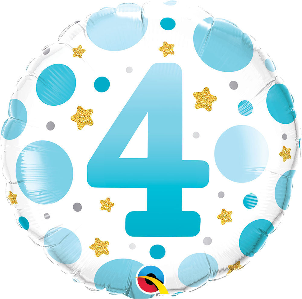 4th Birthday Blue & Gold  Round Balloon
